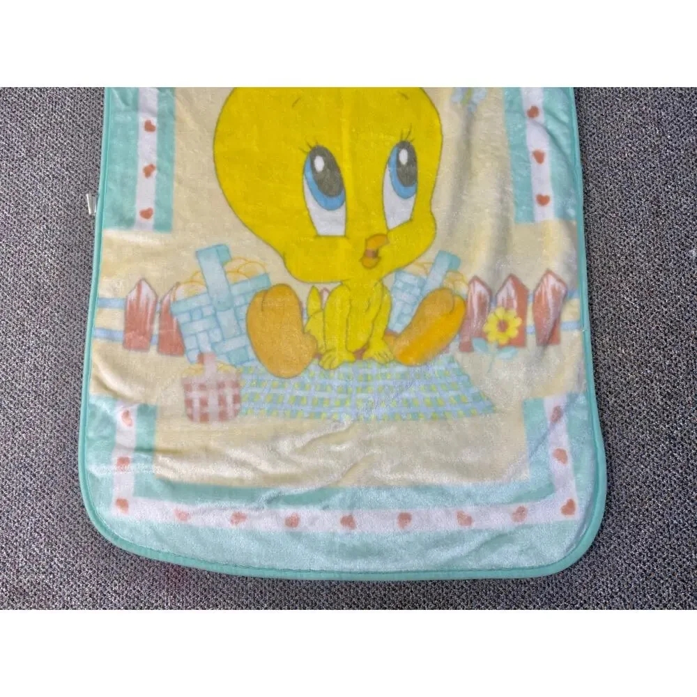 Vintage Baby Looney Tunes Baby Tweety Bird Pastel Infant Blanket 28x42